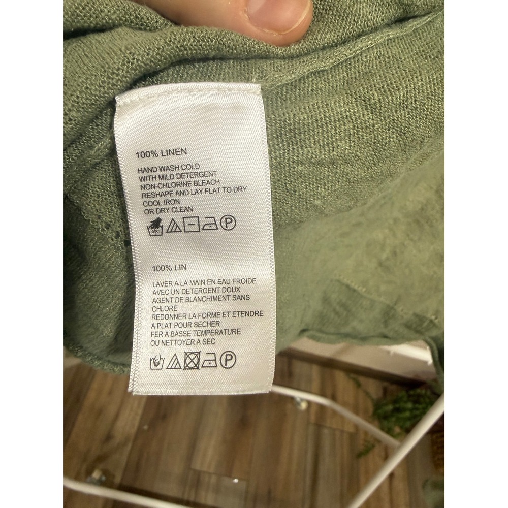 TOMMY BAHAMA 100% Linen Lea Cardigan (light olive) Green Bell Sleeve Open Front - Picture 3 of 5